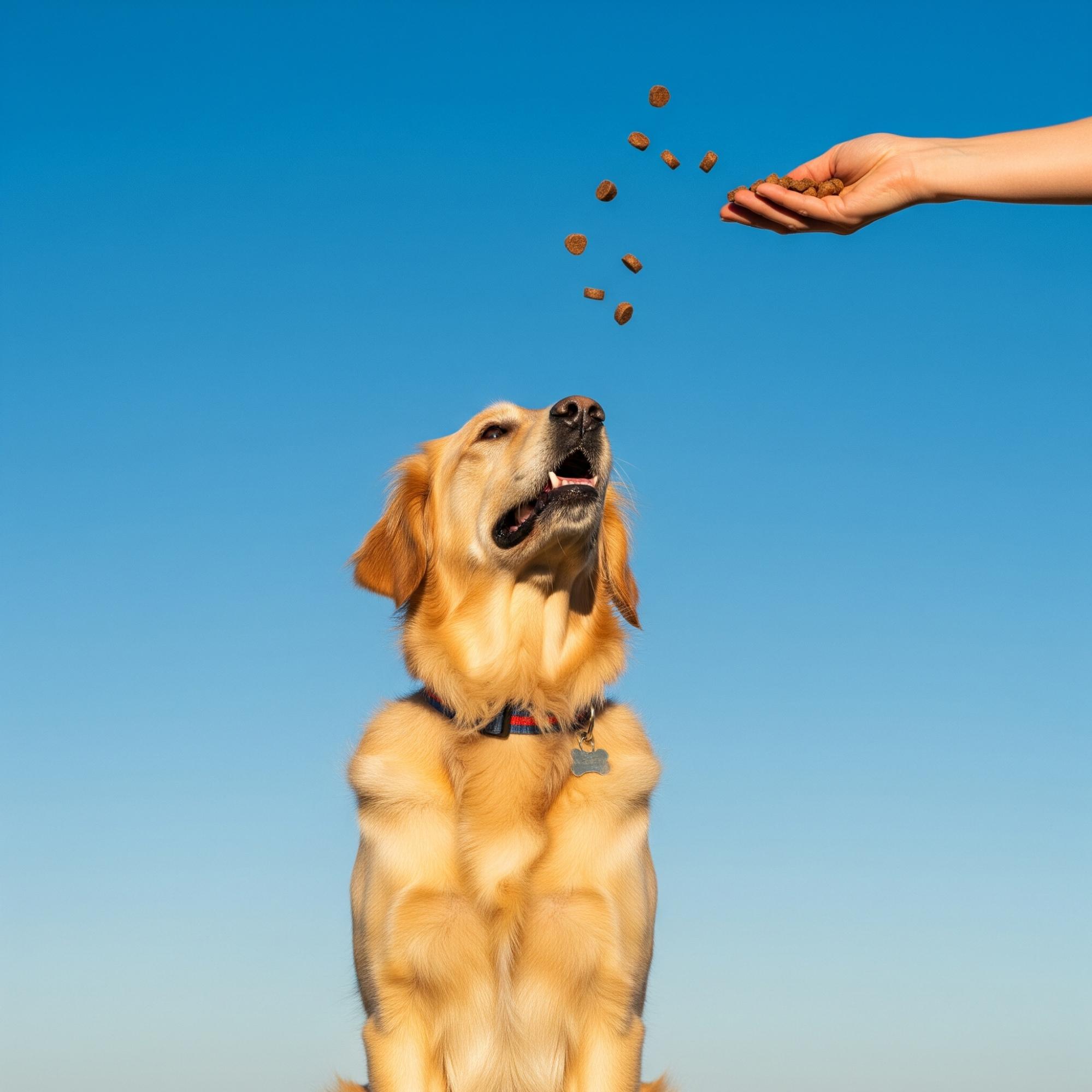 Golden Retriever bei Outdoor-Training mit blauem Himmel