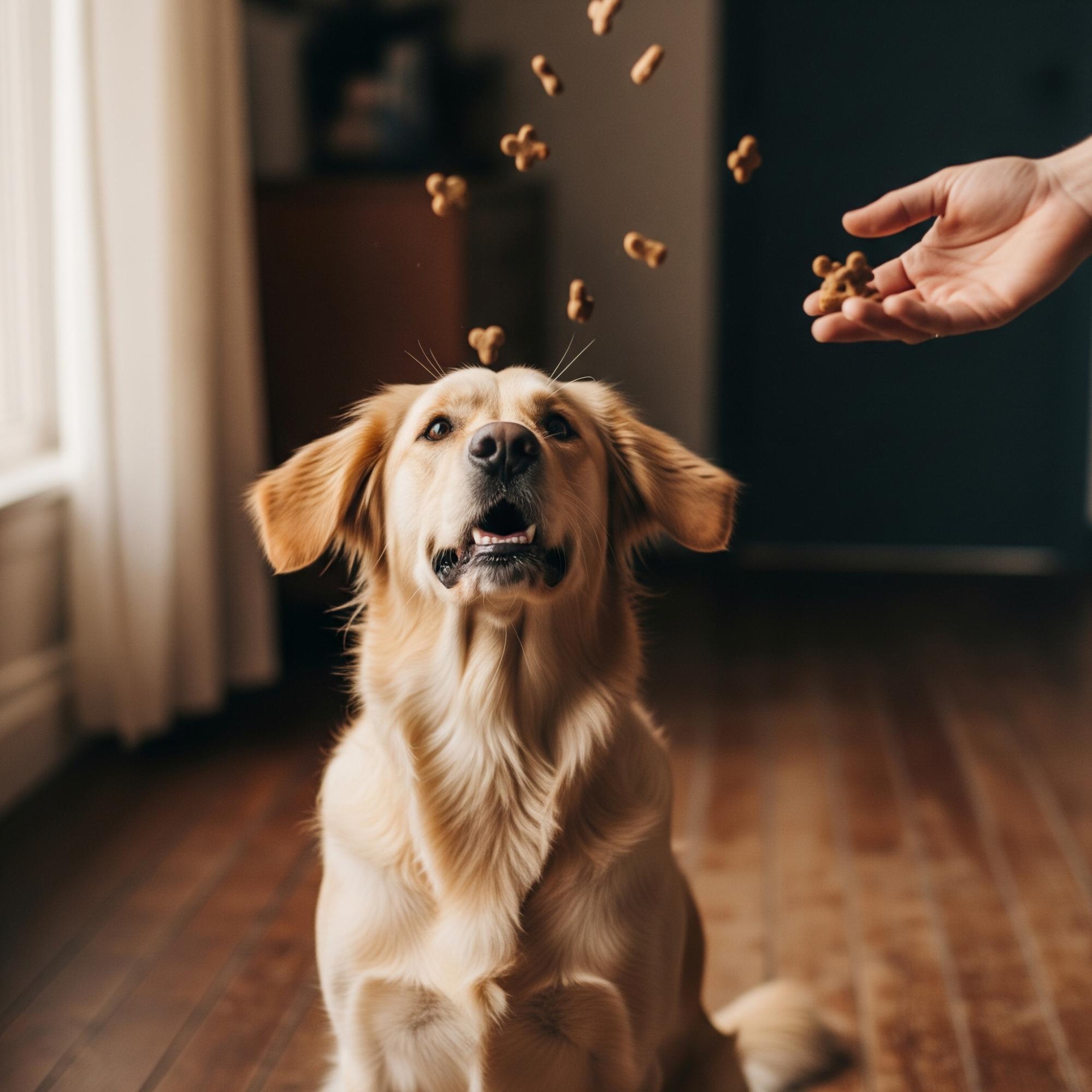 Golden Retriever beim konzentrierten Belohnungstraining